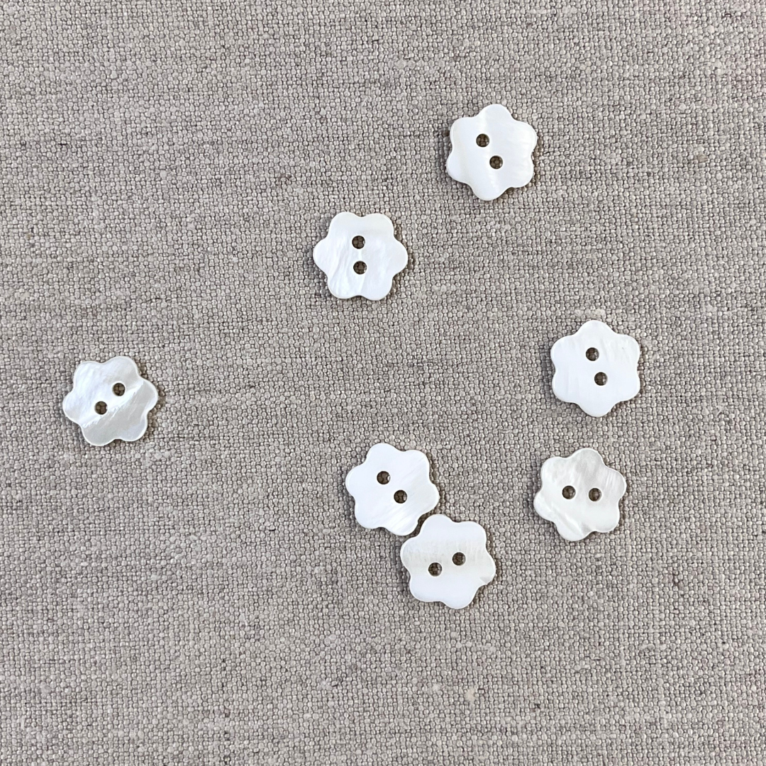 White Shell Buttons-Flower