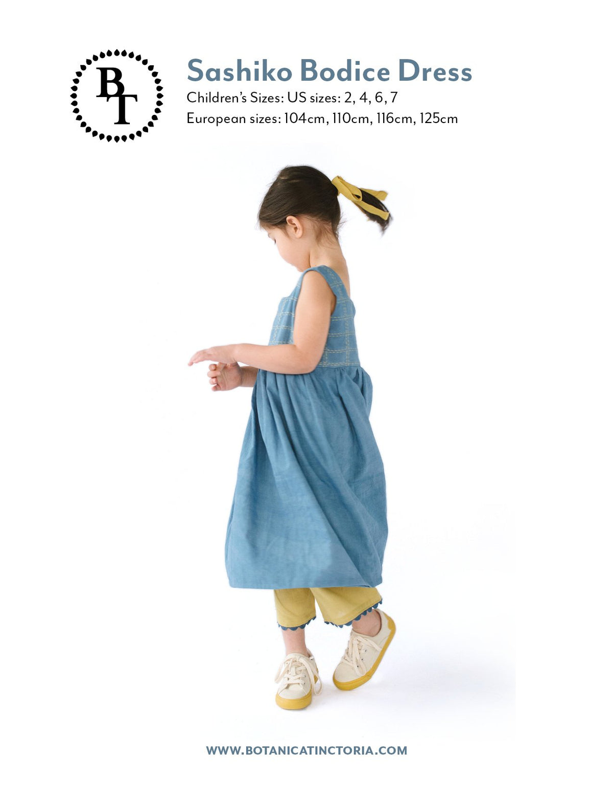 Embroidered Sashiko Bodice Dress Pattern