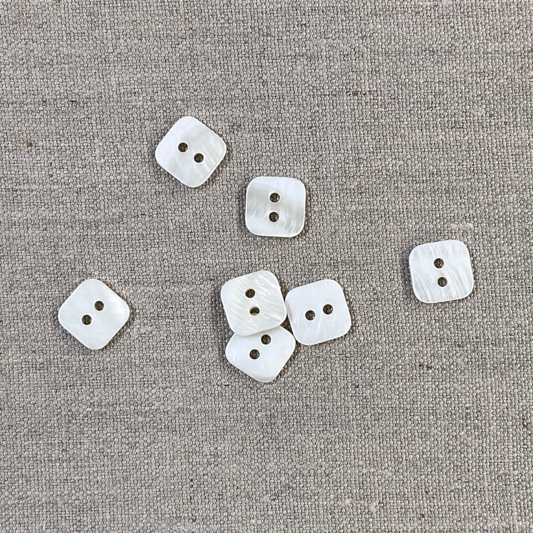 White Shell Buttons-Square