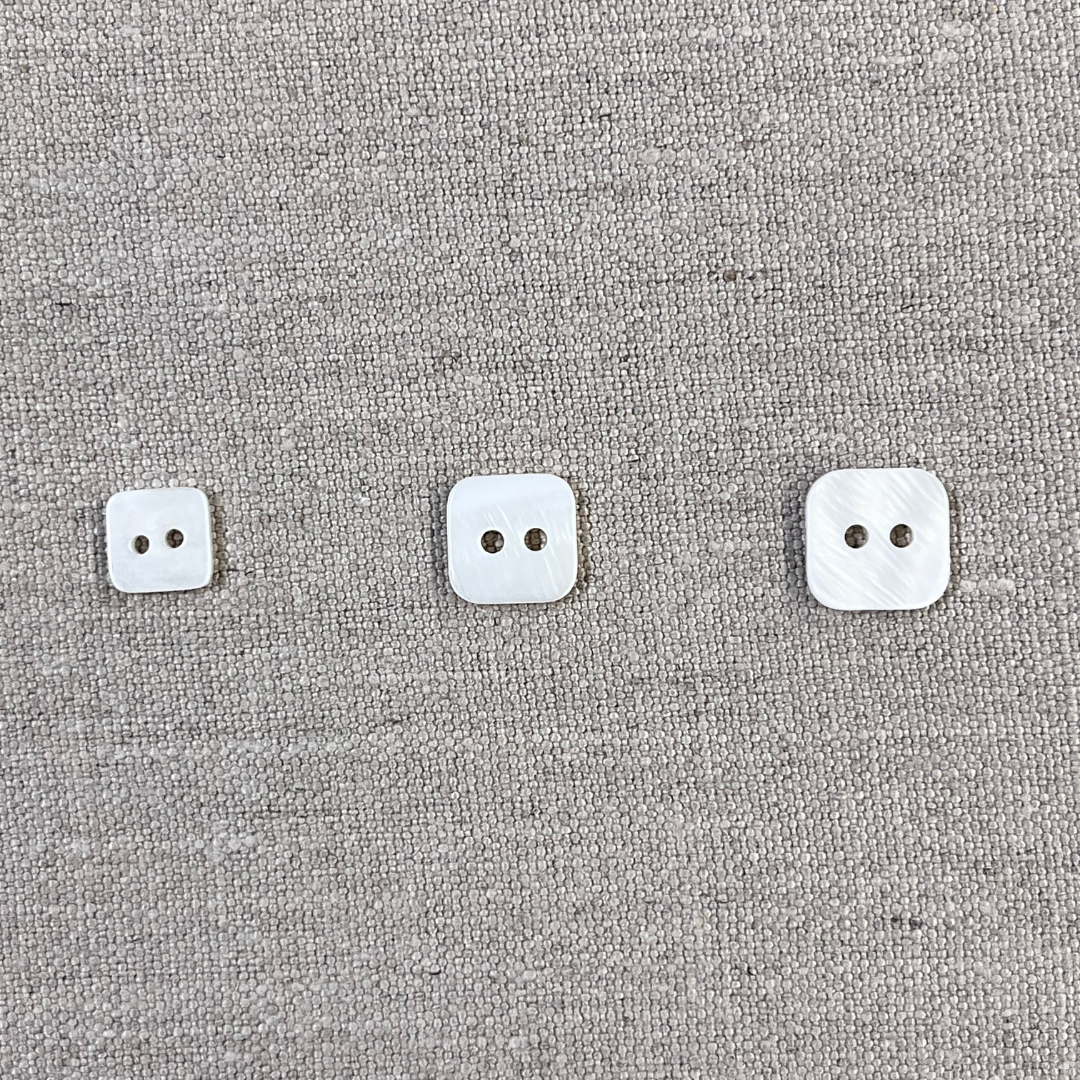 White Shell Buttons-Square