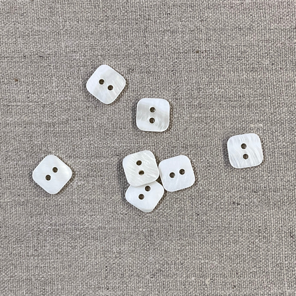 White Shell Buttons-Square & Organic Cotton Plus