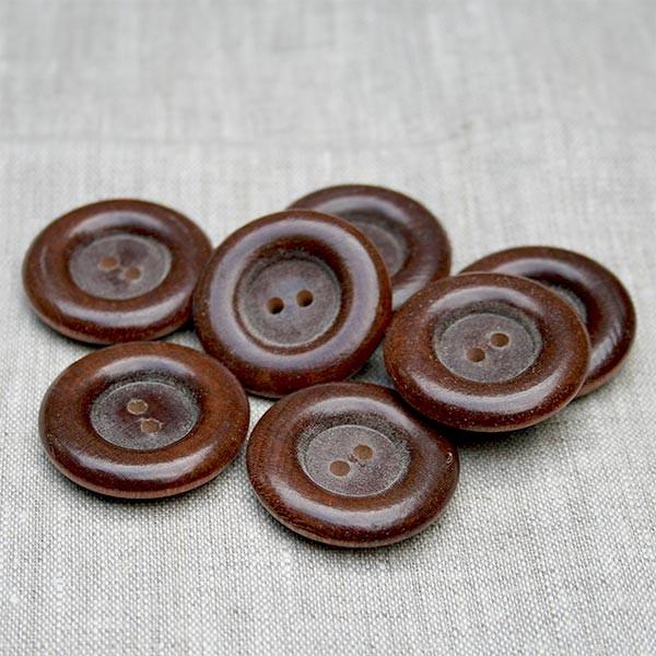 Rolled Rim / Rounded Back Button-Walnut - 6 Pack