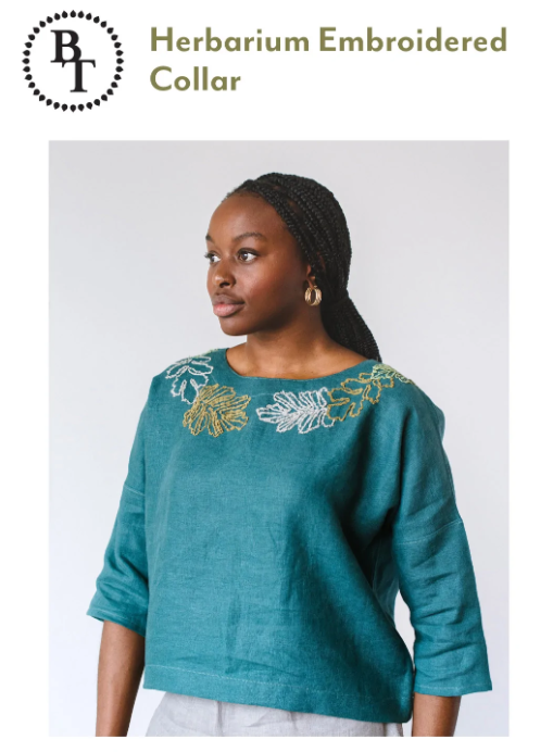 Herbarium Embroidered Collar Embroidery Pattern