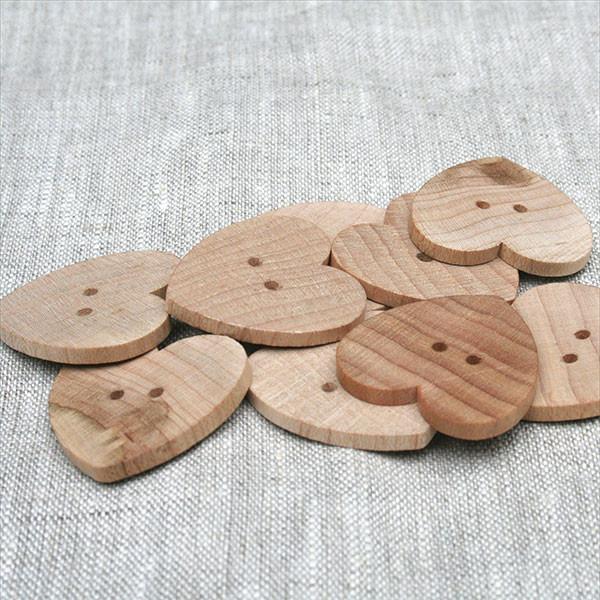 1/2" Heart Button-Natural-6 Pack - DISCONTINUED