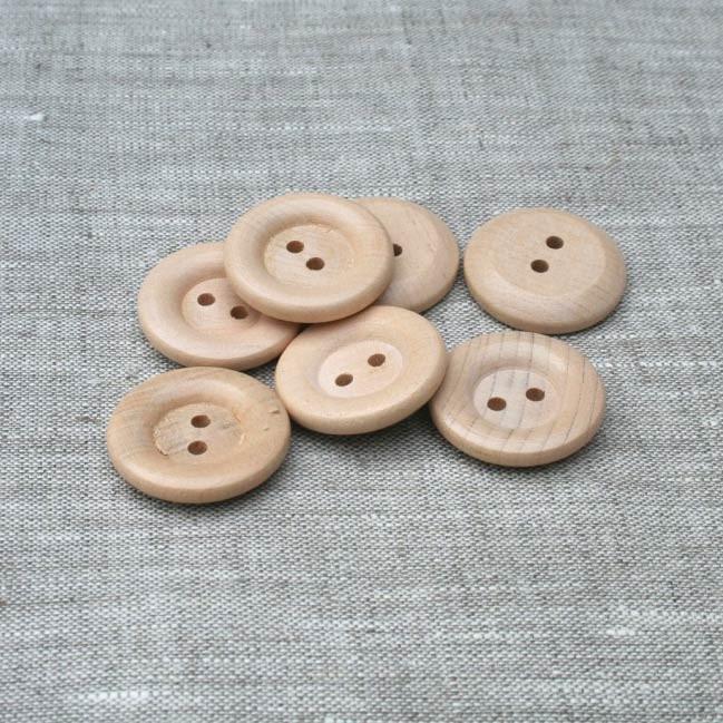 Rolled Rim / Rounded Back Button-Natural-6 Pack